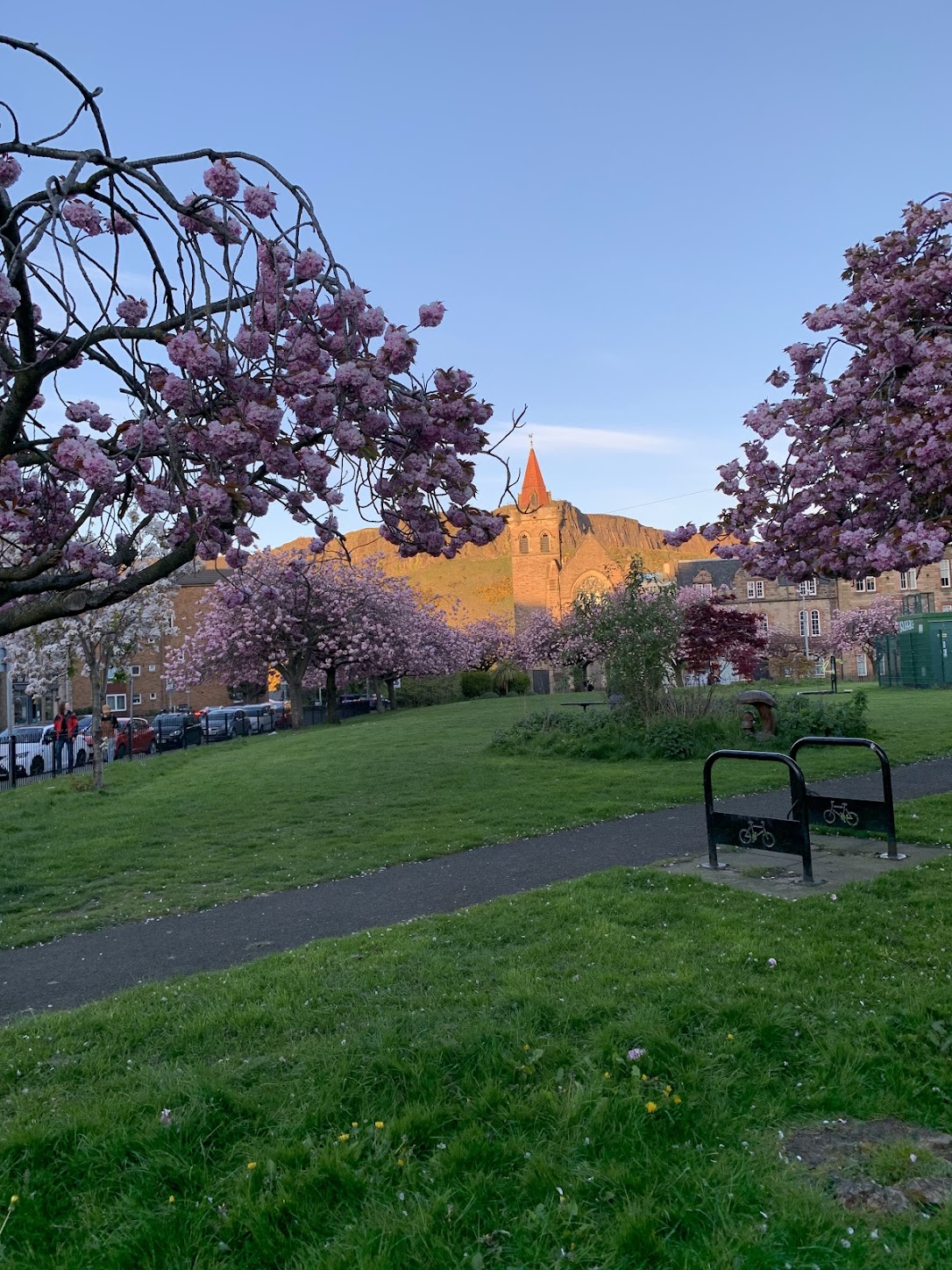 The sun setting over a corner of Edinburgh